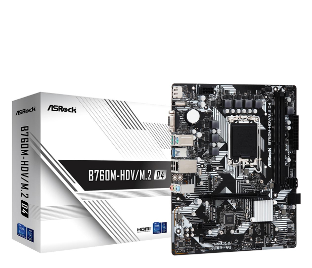 ASROCK Płyta główna B760M-HDV/M.2 D4 s1700 2DDR4 DP/HDMI mATX - 1107463 - zdjęcie